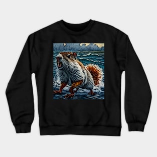 watercolor groundhog walking on water Crewneck Sweatshirt